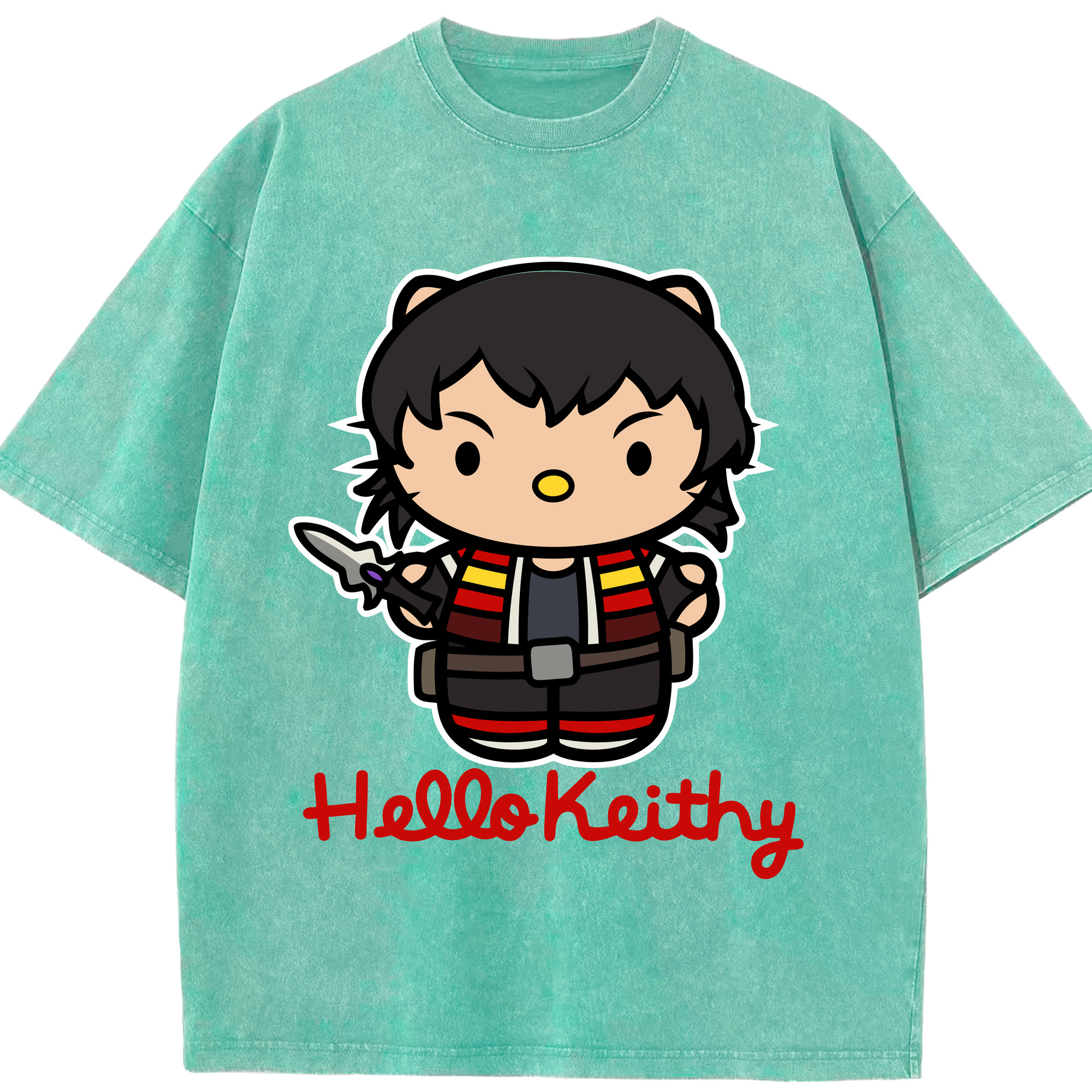 （画像用） Hello Kitty ハローキティ 綿100% ヴィンテージ風 半袖Tシャツ（フロントプリント）